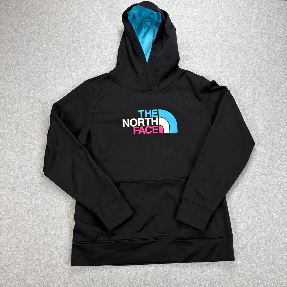 North Face Fave Pullover Hoodie Womens‎ L Black Fleece Lightweight Layering
